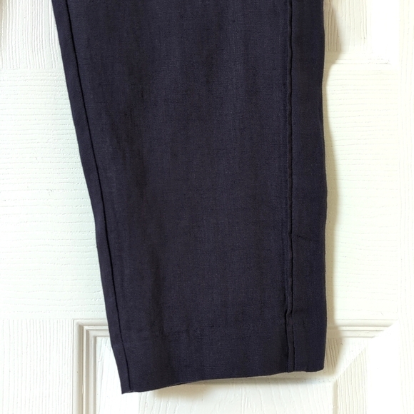 Ellen Tracy 100% Linen High Waisted Slim Tapered Leg Soft Pants Ink Navy Medium - Picture 14 of 14